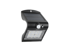 Arandela Solar V LED Preto 1,5W 6500k Com Sensor - DEMI