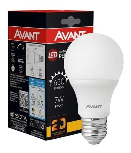 Lâmpada LED Pera 7W Bivolt 6400K - Avant