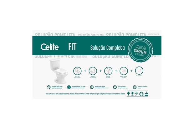 Kit Bacia com Caixa Acoplada Fit Plus + Assento Branca - Celite