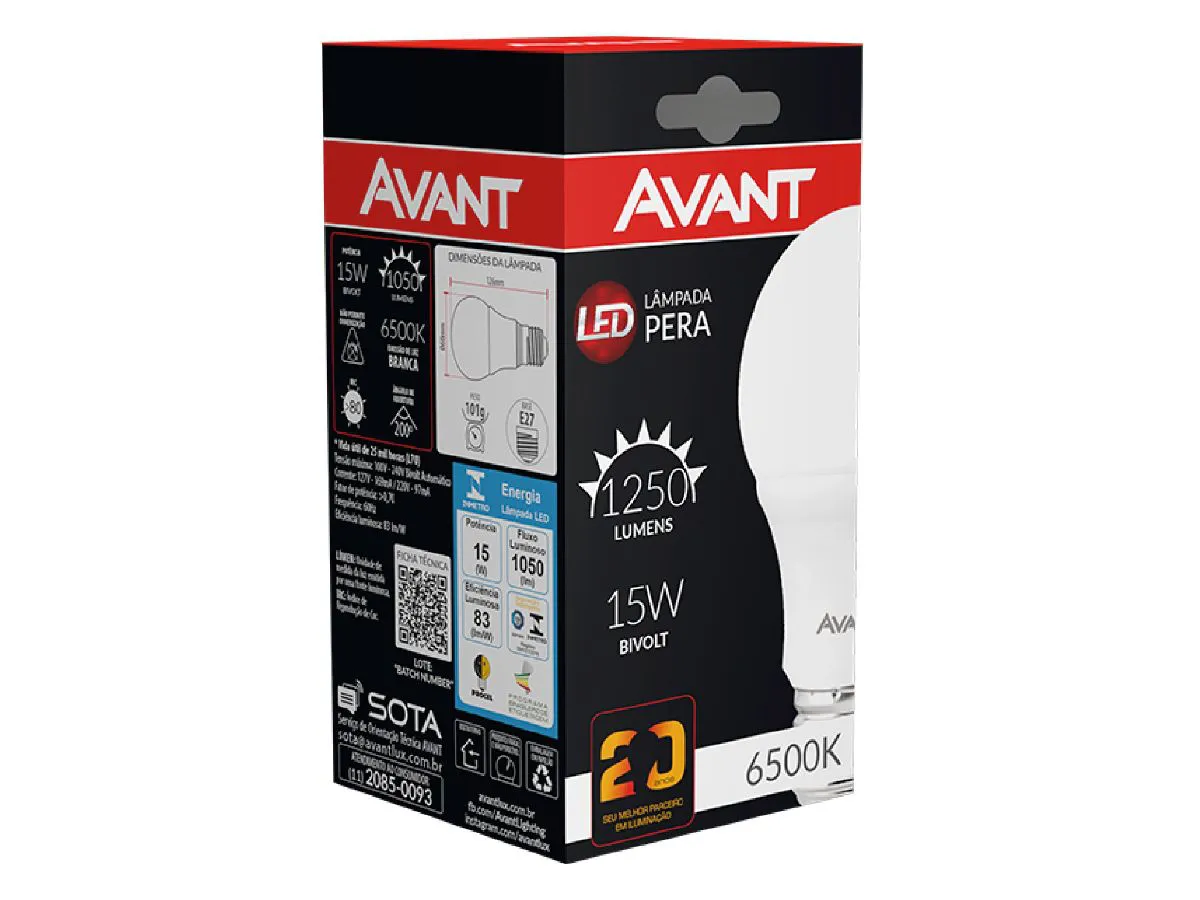 Lâmpada LED Pera 15W Bivolt BR6500K- Avant